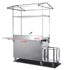 Camión de comida multifuncional con freidora, parrilla, cocina de fideos, combinación de carrito de perritos calientes empujado a mano - Product Image 5