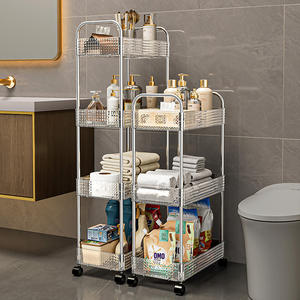 Supporto per organizer per la casa da <span class=keywords><strong>cucina</strong></span> in PET <span class=keywords><strong>trasparente</strong></span> di lusso leggero decorativo a 3 livelli con ruote - Product Image 3