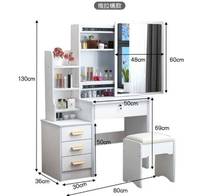 Coiffeuse Dareko moderne avec miroir LED et tiroirs-Tabouret assorti inclus, coiffeuse vintage élégante pour adolescentes