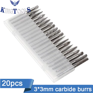 Lot de 20 fraises rotatives en carbure de tungstène, double coupe, polies, tige de 3 mm (1/8 pouce), compatibles <span class=keywords><strong>Dremel</strong></span>, OEM, frittées - Product Image 4