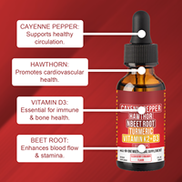 Complément Liquide de Gouttes de Poivre de Cayenne, Vitamine D3 K2, Racine de Betterave, Cannelle de Ceylan, Curcuma, Curcumine, Extrait de Berbérine