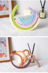 C02376 Personnaliser Logo CE Blocs de Construction Arc-en-ciel en Bois Massif Empileur en Bois <span class=keywords><strong>Grimms</strong></span> Jouets Éducatifs Pour Garçons Filles - Product Image 4