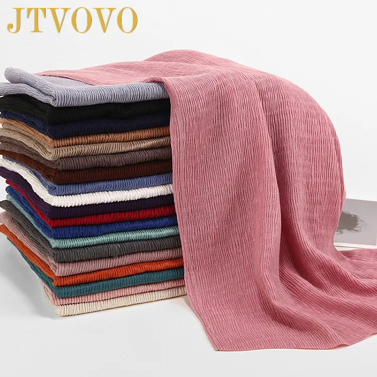 JTVOVO निर्माताओं थोक बेचा हिजाब स्कार्फ शॉल neckwears सादे रंग महिलाओं कपास lurex शिमर रूसी scarfs