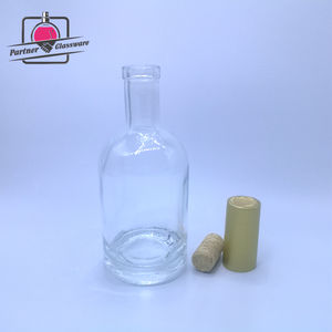 Bouteille en verre transparente vide de 400 ml (40 cl) à fond épais, ronde, pour vodka, <span class=keywords><strong>whisky</strong></span>, brandy, gin, rhum, tequila, avec bouchon en liège - Product Image 2