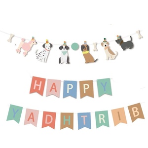 Décoration de fête d'<span class=keywords><strong>anniversaire</strong></span> pour chien transfrontalière : Guirlande de lettres en forme de queue de poisson à suspendre avec ballons et drapeaux pour gâteau - Product Image 3