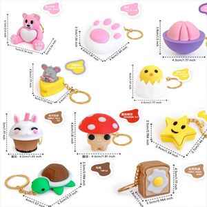 3D Printed Cute Rabbit Mushroom Bear Shaped Fidget Mechanical Keyboard Button Keychain for Home Office and Travel - Product Image 1