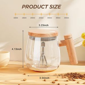 400ml Mixing Coffee USB Rechargeable <strong>Automatic</strong> Mixer Spill Proof Lid Glass <strong>Stirrer</strong> with Clear Shell Markings Cup Stirring Mug - Product Image 5