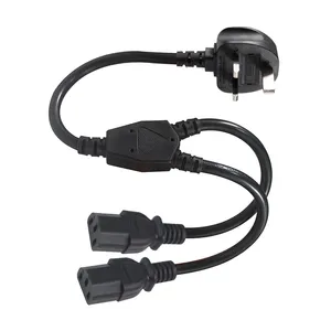 13 Amp Type Electrical Leads Molded Line Bs1363 United Kingdom Computer Ac C13 two ways splitter Power Cord