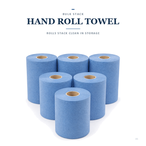 6 Pack <b>Blue</b> Jumbo <b>Hand</b> Roll <b>Towel</b> Bulk Shrink Wrapped Disposable - Product Image 6
