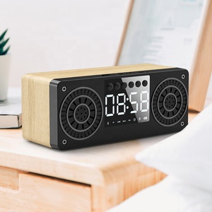 Altavoz portátil BT 5,0 de madera, Despertador con pantalla LED, altavoces estéreo de escritorio, Subwoofer, TF, AUX, USB, Radio <span class=keywords><strong>FM</strong></span>, reproducción de música - Product Image 3