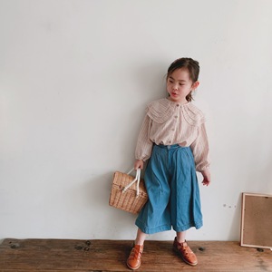 Chemise en lin à manches longues pour filles, rayures, col rabattu, chemisier en lin pour enfants, vêtements de printemps et d'automne pour filles, haut en lin - Product Image 4