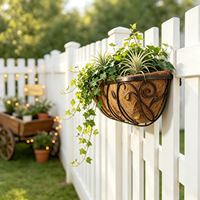 Panier suspendu mural en fer robuste et résistant avec doublure en coco naturel pour la décoration intérieure et extérieure du jardin, de la clôture et du balcon