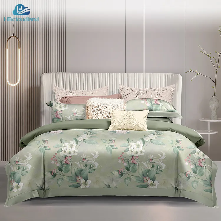 Federa in tessuto stampato Cloudland set di copripiumino in lino di cotone set di biancheria da letto Queen design 3 pezzi