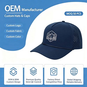 Gorra Deportiva de Malla de Algodón Impermeable con Corte Láser, Logotipo Personalizado, 5 Paneles, Color Sólido, Patrón de Letras, Unisex, para Golf - Product Image 1