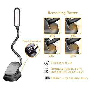 YARRAE couleur ambre Rechargeable livre lumière soins des yeux bleu blocage Clip veilleuse chevet LED lampe <span class=keywords><strong>de</strong></span> lecture - Product Image 5