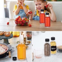 Petite Bouteille en Verre Transparent de 60ml avec Bouchon Mini pour Liqueur Gingembre Potion Jus Huiles Essentielles Échantillon de Whisky 2 Oz