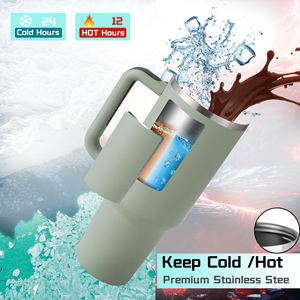 Stainless Steel Tumbler 40 Oz With Handle And Straw Vacuum Insulated Travel Mug For Coffee Water Outdoor Camping Office Use - Product Image 6