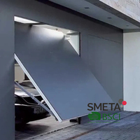 Porte de garage sectionnelle en aluminium imitation bois Andexin avec fenêtres en plexiglas, portes de garage automatiques à panneaux sandwich