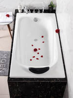 Baignoire en fonte avec émail céramique intégré, installation encastrée, accoudoir et robinet inclus, largeur 1,4/1,5/1,6/1,7 m, origine Chine
