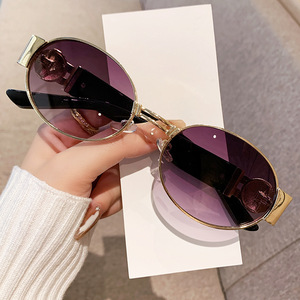 Oval <b>Small</b> <b>Frame</b> Metal <b>Sunglasses</b> For Women UV400 Fashion Style Streetwear - Product Image 3