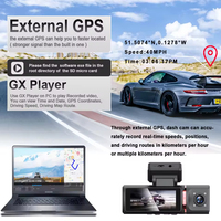 Dashcam 4K à 3 objectifs avec GPS Écran IPS de 3.16 pouces Vision nocturne et DVR à 3 canaux-Couverture avant intérieure et arrière