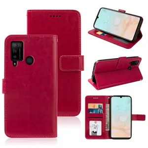 For TCL 40 SE Case, Slim Leather Wallet Phone Cover + Screen Glass