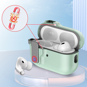 Étui d'armure sécurisé pour <span class=keywords><strong>Airpods</strong></span> Pro avec mousqueton, étui de couleur unie pour <span class=keywords><strong>Airpods</strong></span> 4 2024 - Product Image 5