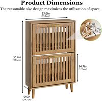 Meuble à chaussures minimaliste étroit en gros avec 2 tiroirs rabattables, poignées dorées, design fin, autoportant, rangement dissimulé moderne