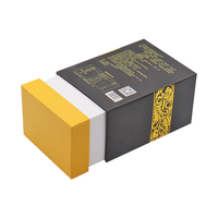 Boîte cadeau de luxe avec logo personnalisé, petite boîte à bijoux, design coulissant, gaufrage, laminage mat, carton rigide imperméable, soie