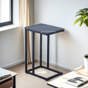 Luxury-featured side <b>table</b>, movable living room sofa balcony small <b>table</b>, metal <b>C</b>-<b>shaped</b> walnut wood bedside <b>table</b> - Product Image 3