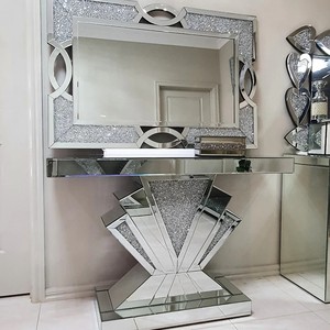 TABLE DE <span class=keywords><strong>CONSOLE</strong></span> <span class=keywords><strong>EN</strong></span> <span class=keywords><strong>VERRE</strong></span> MIROIR CHROME DE STYLE AMÉRICAIN ET MIROIR AVEC DIAMANT - Product Image 5