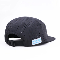 Casquette de course à 5 panneaux de haute qualité avec perforations découpées au laser personnalisées, en polyester imperméable, avec logo réfléchissant, casquette de camping à 5 panneaux