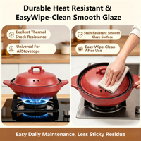Casserole en céramique de style japonais rétro de 4,2 L avec couvercle en céramique, résistante à la chaleur, antiadhésive, compatible avec les cuisinières à induction et à gaz, ensemble de casseroles