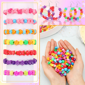 Perles colorées en résine plastique de 9 mm, formes de cœur, fleur, étoile, papillon pour la fabrication de bijoux, bracelets d'amitié, colliers, accessoires pour cheveux - Product Image 2