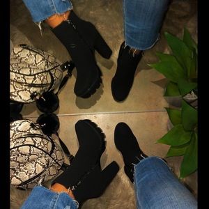 Stivali Invernali Sexy con Tacco Alto e Cerniera, <span class=keywords><strong>Stivaletti</strong></span> da <span class=keywords><strong>Donna</strong></span> in Camoscio Caldi e Impermeabili con Plateau - Product Image 2