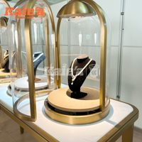 Présentoir de Luxe Haut de Gamme Personnalisé pour Bijouterie, Design Elliptique avec Vitrine et Éclairage LED