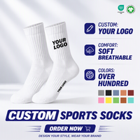 Chaussettes de sport personnalisées avec logo OEM, en coton doux et respirant, sans couture, brodées, anti-odeur, chaussettes mi-mollet, vente en gros, faible MOQ, échantillon