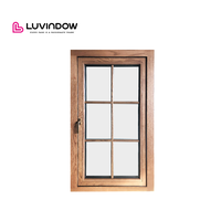 Ventanas Abatibles de Madera Maciza de Diseño Simple Estándar Australiano, Ventana Abatible de Madera Revestida de Aluminio con Doble Vidrio