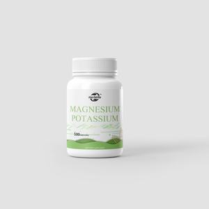 Suplemento de Magnesio y Potasio, 100 Cápsulas para el Sueño, la Salud Cardíaca y el Alivio de Calambres Musculares, Sin Gluten - Product Image 1