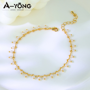 En Stock, Tobilleras de Cobre para Mujer, Chapadas en Oro de 18K, con Imitación de Perlas, Resistentes al Agua, Joyería de Moda, Regalo para Fiesta - Product Image 5