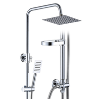 Système de douche en cuivre à trois vitesses, eau froide uniquement, avec pommeau de pluie et douchette à main G1/2 pour salle de bain d'hôtel