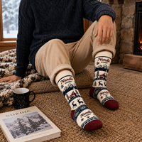 Chaussettes d'hiver unisexes de style nordique en coton 32S de qualité supérieure, chaussettes jacquard à haute densité 200N pour cadeau et souvenir
