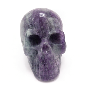 Crâne sculpté à la main en pierre de fluorite violette naturelle - reiki/chakra/guérison - artisanat en cristal - poids 334 g (0,74 lb) et 2 - Product Image 3