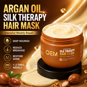 Mascarilla capilar de aceite de argán marroquí orgánico de 450g, etiqueta personalizada, venta al por mayor, tratamiento acondicionador profundo para cabello seco y encrespado - Product Image 1