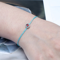 Conception simple et unique perles rouges en argent 925 corde bleu clair frais noeud coulissant bijoux de mode