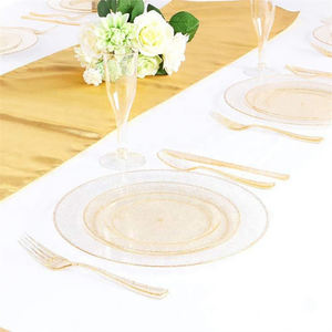 Assiettes à dessert à salade en plastique jetables de 7.5 pouces à paillettes d'or de qualité supérieure pour mariages et fêtes - Product Image 1