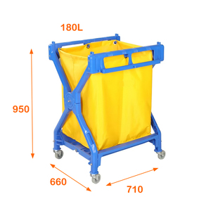 Chariot de nettoyage pour hôtel à 4 roues en plastique de 180 L pour les fournitures de restauration - Product Image 1