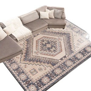 Tapis rectangulaire antidérapant Wan Xinlong style médaillon persan pour salon, canapé, table basse, en velours imprimé effet cristal - Product Image 1