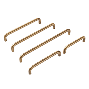 Modern Simple T-Bar Solid Brass Shell Drawer Knob U-Shape Antique Brass Brushed Furniture Handle for Kitchen Bedroom Entry - Product Image 1