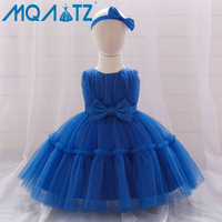 Robes de cérémonie pour petites filles avec nœud papillon et tulle superposé, Robes de fête pour enfants, Robes de demoiselles d'honneur, Robes d'anniversaire pour filles de 2 ans - Vente en gros
